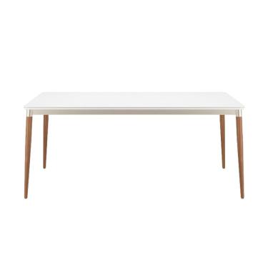 Imagem de Mesa de Jantar Retangular com Tampo de Vidro Abbey Off White 180cm