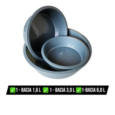 Imagem de Kit Bacias Plásticas Canelada C/3und Color Cozinha Vasilhas Pequeno Mé