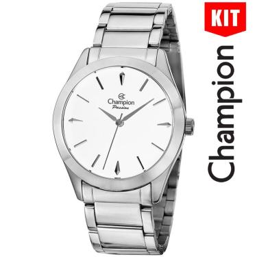 Imagem de Relógio Champion Kit Feminino Prata Analógico Cn24691y