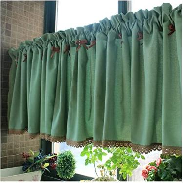 Imagem de SHAWLA Cortina de cozinha curta cortina vintage meia cortina cozinha café janela curta cortina para quarto porta/sala de estar, decoração de cortina, 145 * 55 cm (#B) 1 peça cortina