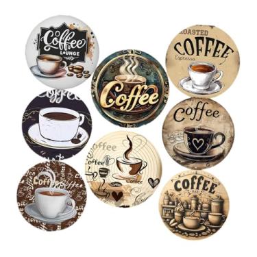 Imagem de WeiLaiKeQi 8 peças porta-copos de madeira para bebidas conjunto de porta-copos de madeira copos canecas copos acessórios de cozinha para casa moderno para mesa