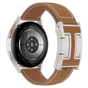 Imagem de CHANCHY Pulseira feminina de couro magnética compatível com Samsung Galaxy Watch 7 6 5 4 FE de 40 mm e 44 mm/Galaxy Watch 6/4 Classic de 47 mm, 43 mm, 46 mm, 42 mm/5 pro de 45 mm