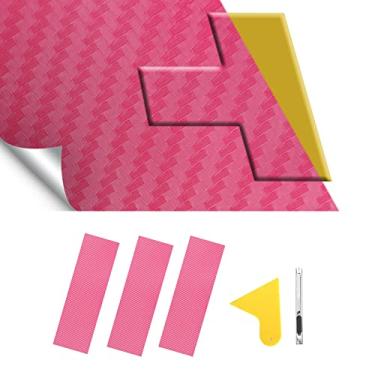 Imagem de BLAKAYA Kit de envelopamento de vinil de fibra de carbono 30 x 10 cm Chevy com espátula e cortador, 3 peças de sobreposição universal com logotipo