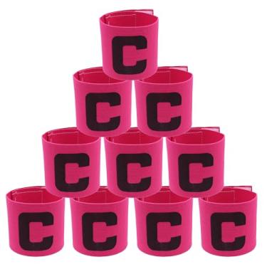 Imagem de Qimoo 10 Peças De Braçadeira Capitão Futebol Rosa, Faixas Elásticas Nylon Protetoras Ajustáveis Para Braço Futebol, Faixa C Treinamento Esportivo Jovens E Adultos