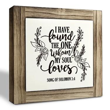 Imagem de XJCUG Placa Cristã, Decoração De Mesa Com Placas Madeira, Quarto Escrituras Inspiradoras, Presente Casamento Religioso Para O Amante, Encontrei Aquele A Quem Minha Alma Ama - Cântico Dos Cânticos 3: