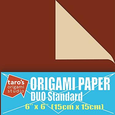 Imagem de Taro's Origami Studio [] Duo Marrom Escuro/Bege (Cores Diferentes Em Cada Lado) Papel Kami Padrão Frente E Verso De 6" (15 Cm) Com Padrões Mudança Cor, 50 Folhas ()