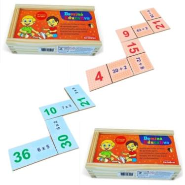 Imagem de Kit Dominó Pedagógico Matemática - Divisão e Multiplicação - 2 estojos