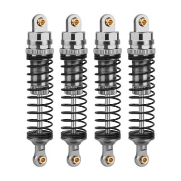 Imagem de RZXYLRC Conjunto de amortecedores RC com 4 peças de amortecedores RC para rastreador Axial 1/10 SCX10 90046 AXI231017 TRX-4 D90 Wraith Metal Upgrade (cinza, 90 mm)