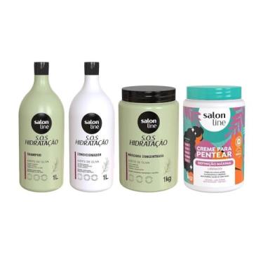 Imagem de Salon Line, Kit SOS Hidratação + Creme Definição Máxima, Somente a Máscara Concentrada Não é Vegana - Para Ondulados, Cacheados e Crespos, 1kg