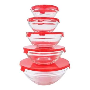 Imagem de Jogo C/5 Porta Mantimentos De Vidro Tigelas Potes Com Tampa - Tesla St