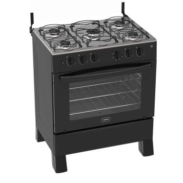 Imagem de Fogão 5 Bocas Preto Hera Plus com Forno 94 L Acendimento Automático Realce