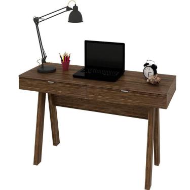 Imagem de Escrivaninha Para Escritório Cavalete 2 Gavetas Nogal