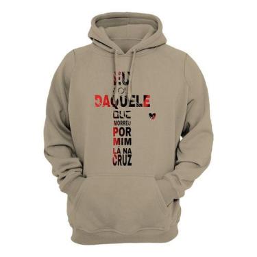 Imagem de Moletom Flanelado Cristão Canguru Blusa De Frio Gospel Cruz - Core Bas