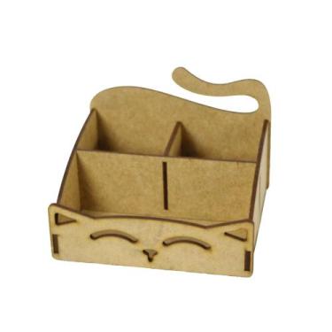 Imagem de Caixa MDF Organizadora Gatinho Porta Treco Pet 3mm - Deliquadros