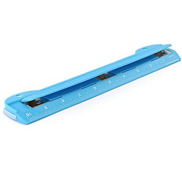 Imagem de Furador de 3 furos azul, furador portátil para fichário de 3 anéis, capacidade de 5 folhas, bandeja removível de chips, régua de 25,4 cm para escola, escritório, também disponível em roxo, rosa, verde, vermelho, cinza, 1 peça da Enday