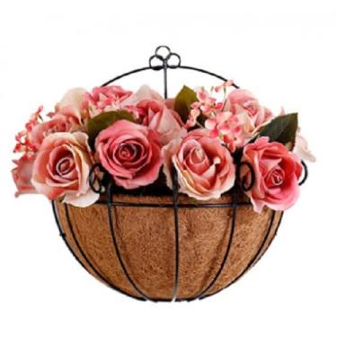 Imagem de Vaso Planta，Conjunto Meio 35cm Parede Ferro com Fibra de Coco 1un - 2un -3un(Kit 2 Meio Vaso 35cm)