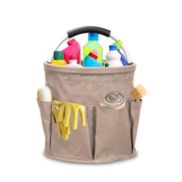 Imagem de Organizador de limpeza de 17L com alça, suporte de suprimentos de limpeza de 11 litros, organizador de balde dobrável, organizadores de produtos de limpeza, bolsa de ferramentas de limpeza para casa