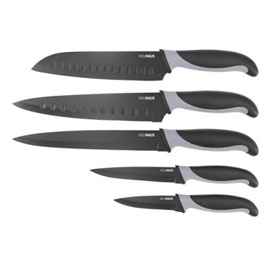 Imagem de NEUHAUS JOGO DE FACAS 5 PEÇAS COM REVESTIMENTO ANTIADERENTE PRISMA - 1 FACA SANTOKU, 1 FACA DO CHEF, 1 FACA DE CORTE, 1 FACA UTILITY, 1 FACA DE DESCASCAR