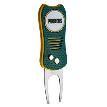 Imagem de Team Golf Ferramenta NFL Green Bay Packers Switchblade Divot com marcador magnético de dupla face, possui design patenteado de pino único, causa menos danos aos verdes, mecanismo de canivete