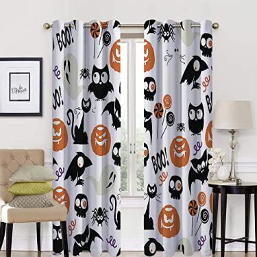 Imagem de Cortina blackout 90% de Halloween, padrão de estilo Halloween, tratamento de sombreamento completo, cortina de isolamento de cozinha, L 132 x C 182 cm