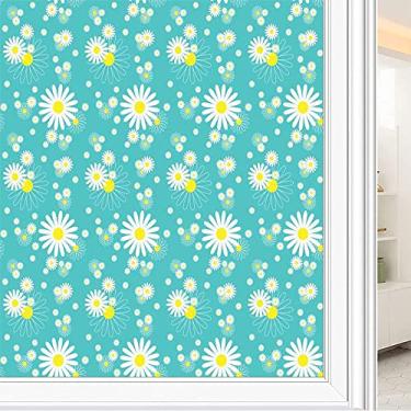 Imagem de Película de janela de privacidade de flores, textura de estilo floral, filme de vidro para sala de estar e escritório em casa, L90 x C 190 cm