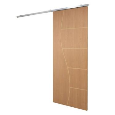 Imagem de Porta De Correr P- Verniz Frisada Kit Alumínio F07 - 210x100 - Vanin