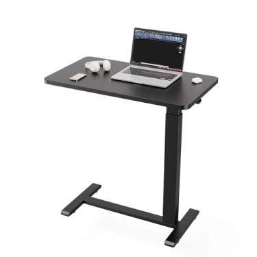 Imagem de Ywin Mesa lateral de altura ajustável, mesa de cabeceira ajustável com rodas, mesa de cabeceira sobre cama, mesa de cama móvel pneumática, mesa de cama de hospital com rodinhas (preto)