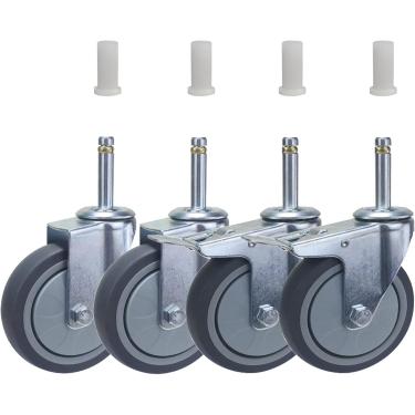 Imagem de 4 Rodízios Giratórios De Borracha Tpr 3 Polegadas 4 Polegadas Rodízios De Haste Muda, Com Freios Rodízios De Móveis De Carros De Jantar, Capacidade De Carga De Roda Úni, Onecolor, Ø 4" M11x50mm