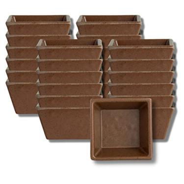 Imagem de Creations Tigelas de melamina ramekin, Steelite Heavy Duty Unbreakable Commercial Foodservice Restaurant, Cali Redwood Copper Square 5,6 cm, 2,8 cm de profundidade 28,3 g, pratos de servir salgadinhos