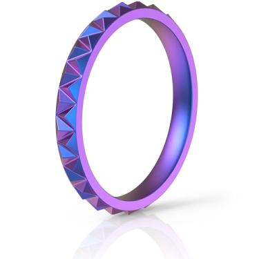 Imagem de ThunderFit Alianças Femininas em Silicone (sem metal/pedra) – Anéis de Casamento Empilháveis Textura Triangular – 2,5mm largura, 2mm espessura – Pacote 1/4/8/12/16