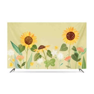 Imagem de HSTANGKY Capa de TV 32-80 polegadas capa contra poeira interna poliéster à prova de poeira protetor de tela de TV interior macio capa de tela de TV LCD/LED para quarto sala de estar flor 3||65