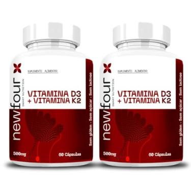 Imagem de Vitamina D3 + K2, Suplemento Alimentar, 500mg, 120 Cápsulas - 2 Frascos