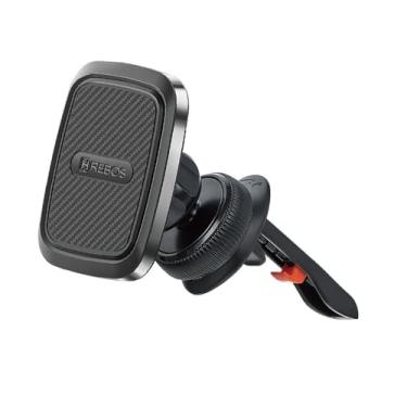 Imagem de Hrebos Suporte Veicular Magnético com Imãs potentes para Celular, GPS, Base Ajustável 360º e 2 Placas Metálicas de Fixação, Square Grip SU-254 Preto