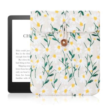 Imagem de Capa para Kindle Margarida Bordada Floral – Compatível com Paperwhite (15 cm/6,8 cm), Oasis (17 polegadas) - Capa acolchoada E-Reader (17 cm de largura x 20 cm de altura)
