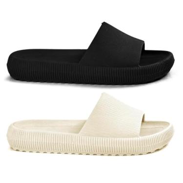 Imagem de Kit Chinelo Nuvem Feminino Ortopedico Anatomico Macio Original (Preto/OffWhite, BR, Adulto, Faixa Numérico, 39, 40)