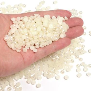 Imagem de Chuyau 1500 peças de pérolas brancas cremosas de 6 mm para artesanato de joias, contas redondas de meia pérola para fazer scrapbook faça você mesmo, Crocs sapatos, roupas, copo, decoração de arte de