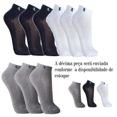 Imagem de Kit 10 Meias Lupo Cano Curto Ref. 3225-089, Branco/Cinza/Preto, 37-40