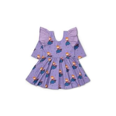 Imagem de MONICA + ANDY Vestido infantil orgânico com babados duplos, Disney's Frozen Anna, 24 Meses