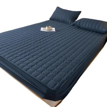 Imagem de Protetor Impermeável Capa para Colchão Matelada com Elástico(Azul Marinho,Queen)