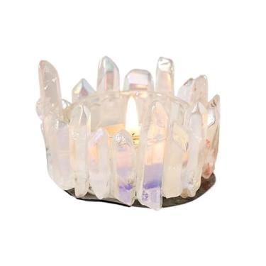 Imagem de Castiçal de cristal galvanizado natural – Suporte de luz de chá de cristal único feito à mão para decoração de Halloween, decoração de casa ou presente (A)