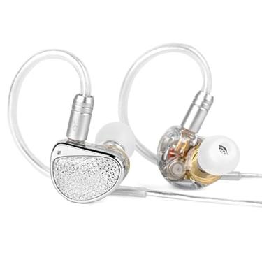 Imagem de STA-K Monitor intra-auricular, fones de ouvido com fio estéreo HiFi Hi-Fi, drivers duplos híbridos, fones de ouvido IEM de som cristalino com cabo destacável de 2 pinos para músicos (sem microfone