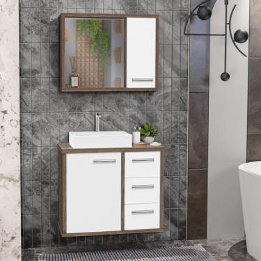 Imagem de Gabinete para Banheiro com Cuba e Espelho Turin 60 C/ Vidro Avelato / 