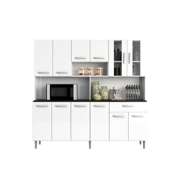 Imagem de Kit Cozinha 12 Portas 1 Gaveta Clara Branco - Poliman