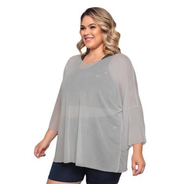 Imagem de Camiseta Blusão Tule Plus Size Fitness Casual-Feminino