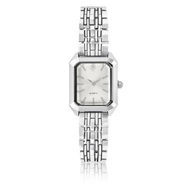 Imagem de Top Plaza Relógio feminino e masculino casual com pulseira simples, Mostrador branco e prata, small