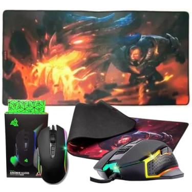 Imagem de Kit Gamer Mouse Ergonomico 6 Botões Led Rainbow e Tapete Mouse Pad Extra Grande 80x40 cm Antiderrapante (MMP-7)