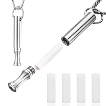 Imagem de LAMKHOO Colar de respiração para parar de fumar e vaporizar – difusor de óleo essencial recarregável, colar fidget para alívio da ansiedade, inalador sem fumaça com 3 cápsulas de algodão