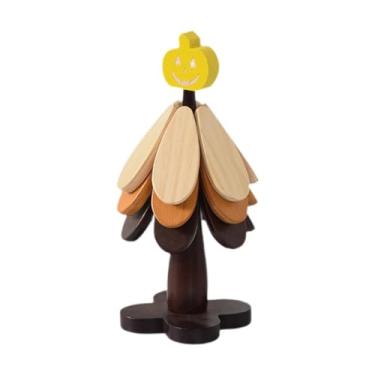 Imagem de Fenteer 3x Tapete isolante de madeira para mesa, centro de mesa, arte em árvore, antiderrapante, resistente ao calor, jogo americano de madeira para, Abóbora