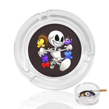 Imagem de Cinzeiro de vidro de cristal Undertail, cinzeiro redondo de vidro resistente para fumar, portátil, decorativo, moderno, para uso em casa, escritório, interior, exterior, pátio