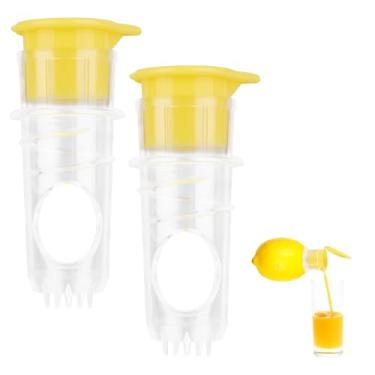 Imagem de 2pçs Espremedor Limão com Tampa Rosqueável, Novo Espremedor Limão Manual, com Filtro Embutido Prensa para Frutas Cítricas Frescas Laranjas Bebidas & Preparo Coquetéis (Amarelo)